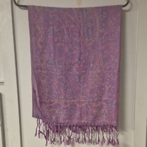Purple Paisley Fringe Wrap Scarf